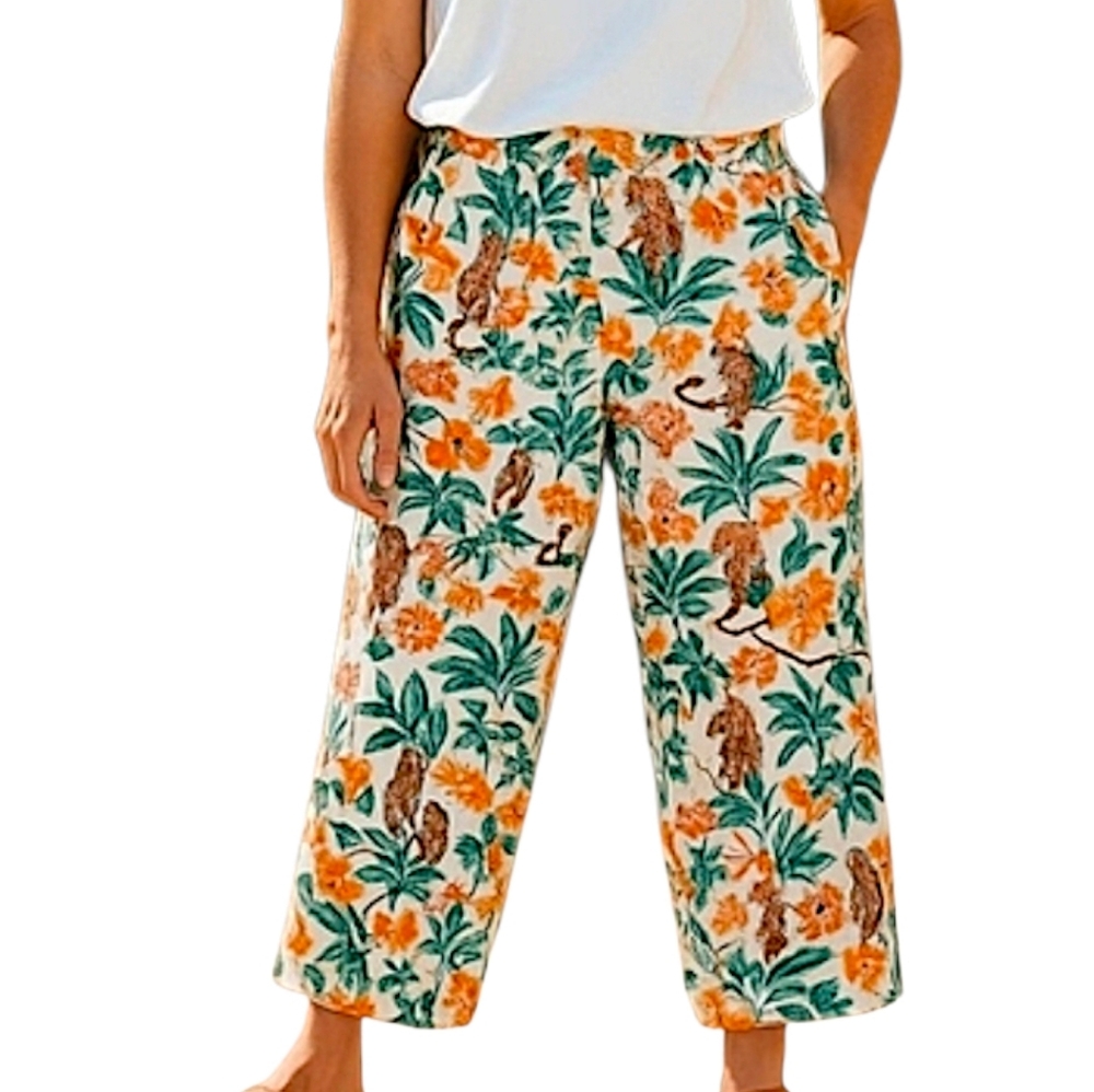 Jane and Delancey Tropical Print Toucan Palazzo Pants Size Small‎